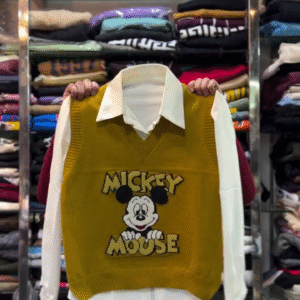 🧸 Mickey Charm Layered Knit Vest Shirt – Cute & Cozy Winter Style 🧸