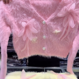 🌸✨ Blossom Luxe Fuzzy Cardigan – Floral Pearl Button Knit ✨🌸