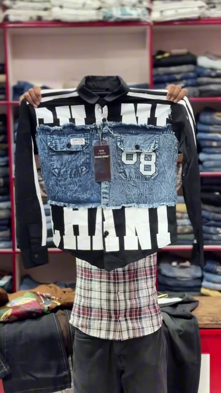 π€π₯ Street Fusion Denim Panel Shirt β Bold Layers, Urban Edge & Statement Style