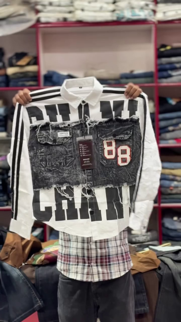 π€π₯ Street Fusion Denim Panel Shirt β Bold Layers, Urban Edge & Statement Style - Image 3