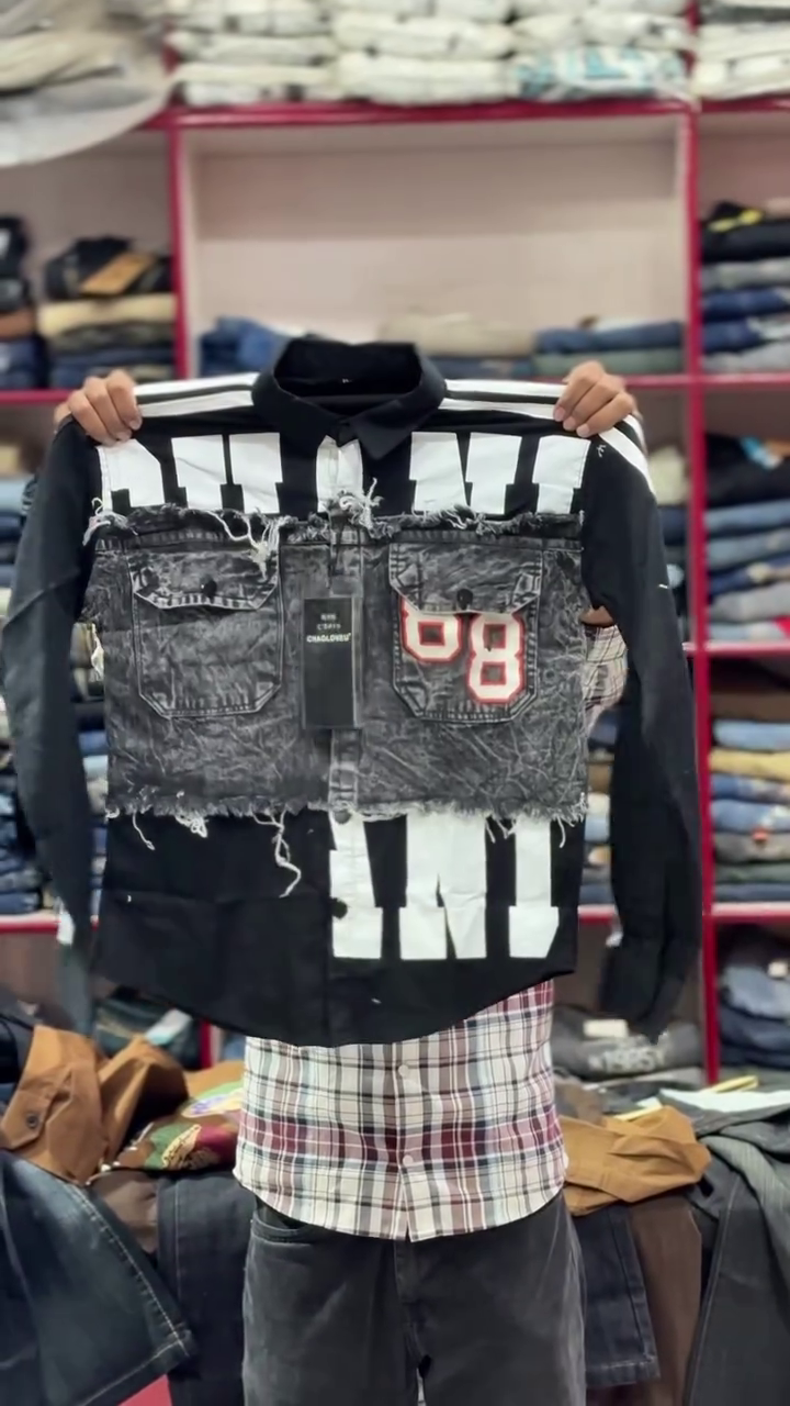 π€π₯ Street Fusion Denim Panel Shirt β Bold Layers, Urban Edge & Statement Style - Image 4