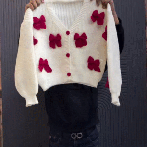 ✨ Bow Bliss Cropped Knit Cardigan – Soft, Sweet & Statement-Ready ✨