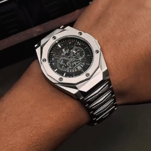 ⌚ Hublot-Inspired Luxury Octagon Chronograph Watch – Power, Precision & Prestige 🔥