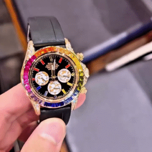 ⌚ Luxury Rainbow Chronograph Watch – Bold Elegance with a Sporty Edge ⌚