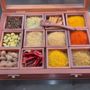 🌿 SpiceHeritage™ Premium Wooden Masala Box – Tradition Stored with Elegance
