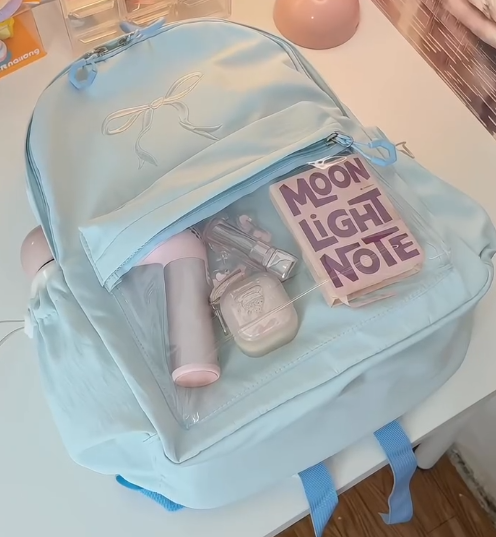 🎒 SkyBloom™ Aesthetic Pastel Backpack – Cute, Organized & Everyday Ready