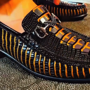 👞🔥 Luxury Crystal Loafers – Premium Partywear Shoes for Men (Black & Gold) ✨👑