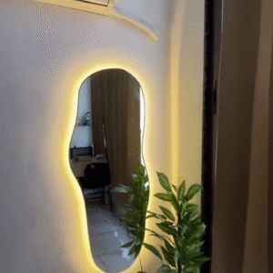 ✨ AuraGlow™ LED Wall Mirror – Modern Art Meets Soft Luxury Lighting