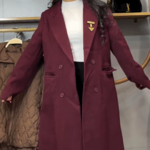 🍷 RegalLayer™ Women’s Long Double-Breasted Coat – Timeless Elegance, Powerful Presence