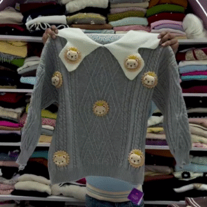 🦁 Cute Lion Patch Knit Sweater – Playful, Cozy & Trendy 🦁