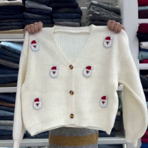 🎅 Festive Santa Knit Cardigan – Cozy, Cute & Holiday-Ready 🎄