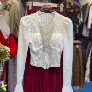 ✨ Elegant Lace & Pleated Skirt Co-Ord Set – Timeless Glam with a Modern Touch ✨