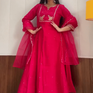 ❤️ Royal Rani Embroidered Kurta Set with Sheer Dupatta – Graceful Festive Elegance ❤️