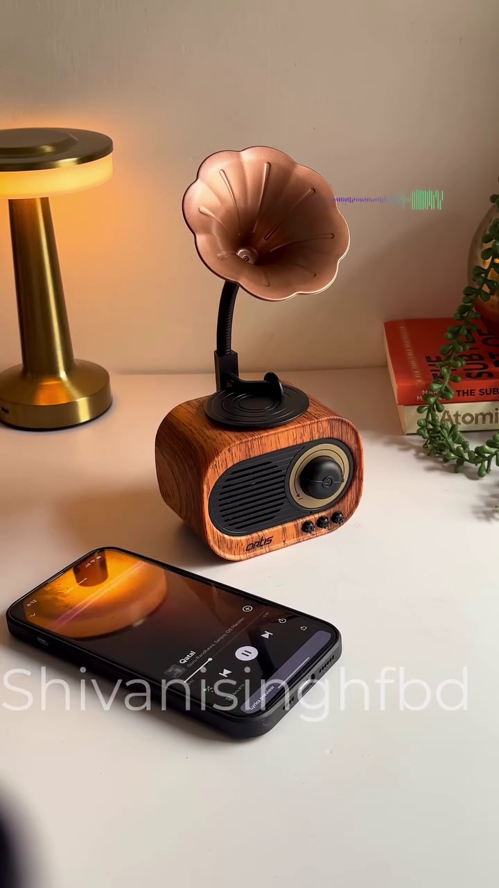 🎶 Vintage Bloom Bluetooth Speaker – Retro Gramophone Style with Modern Sound 🎶