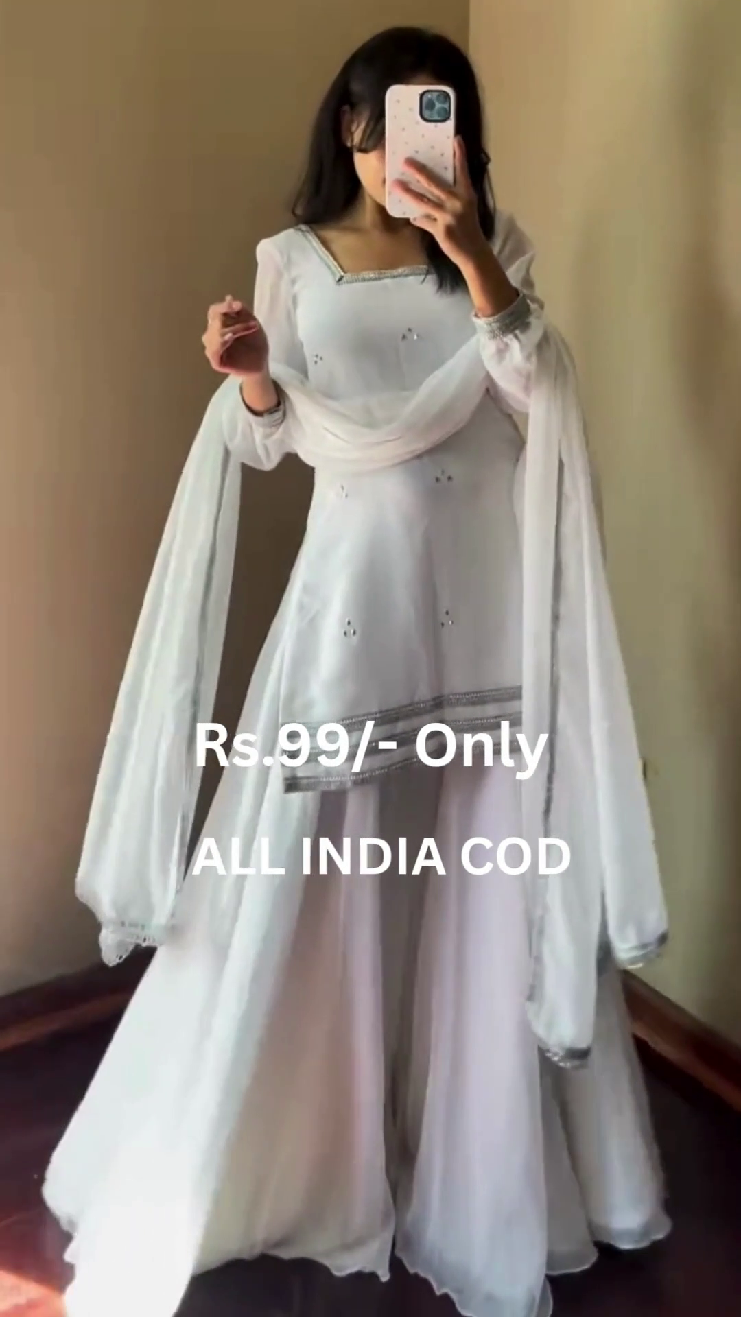 Elegant White Anarkali Suit Set - Image 7