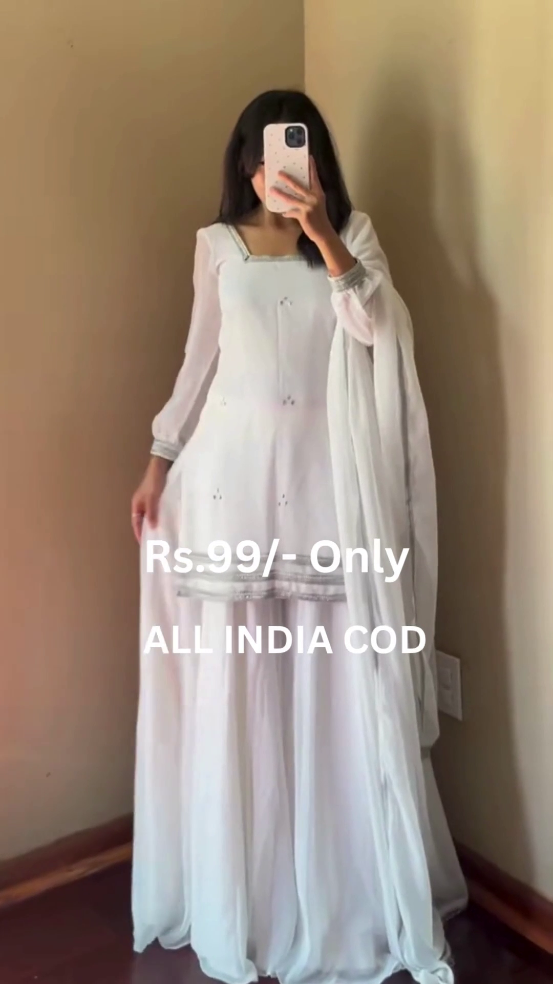 Elegant White Anarkali Suit Set - Image 4