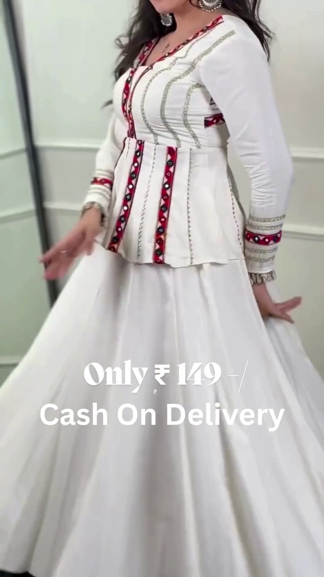 Designer White Peplum Sharara Set - Image 6