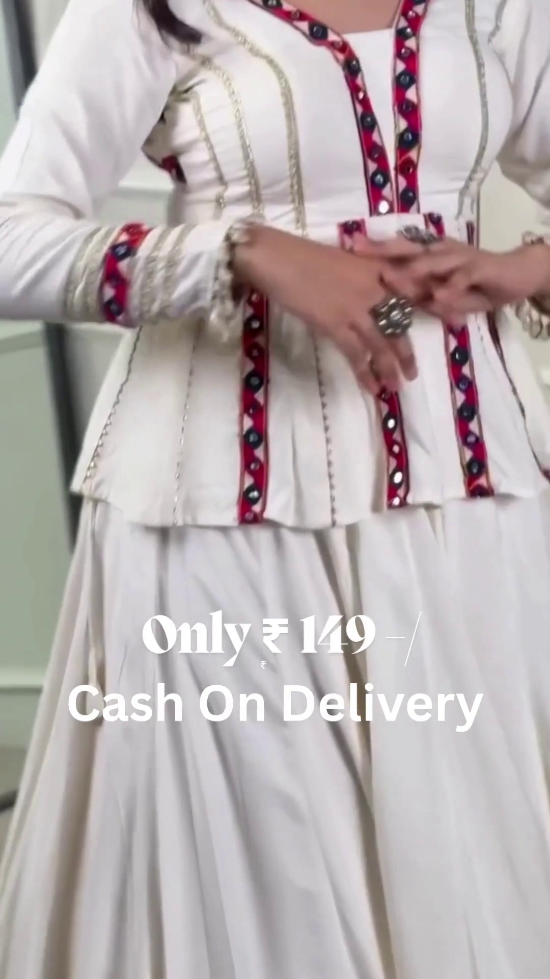 Designer White Peplum Sharara Set - Image 5