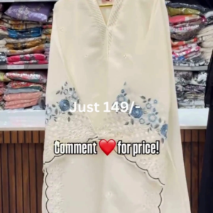 Elegant White Embroidered Kurti Set