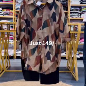 Abstract Print Oversized Casual Shirt